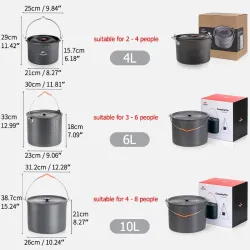 Zestaw wiszących garnków NATUREHIKE - wytrzymały aluminiowy do biwakowania i wędrówek